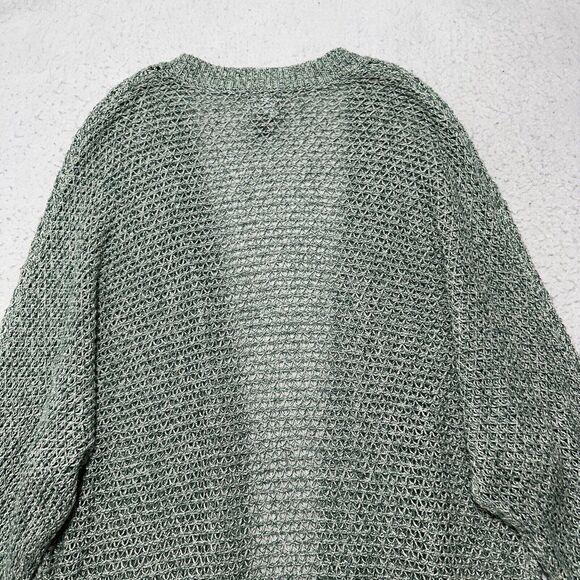 Soho Jeans Women's Small Open Knit Cardigan Open Front Long Sleeve Green Sweater - Picture 10 of 12